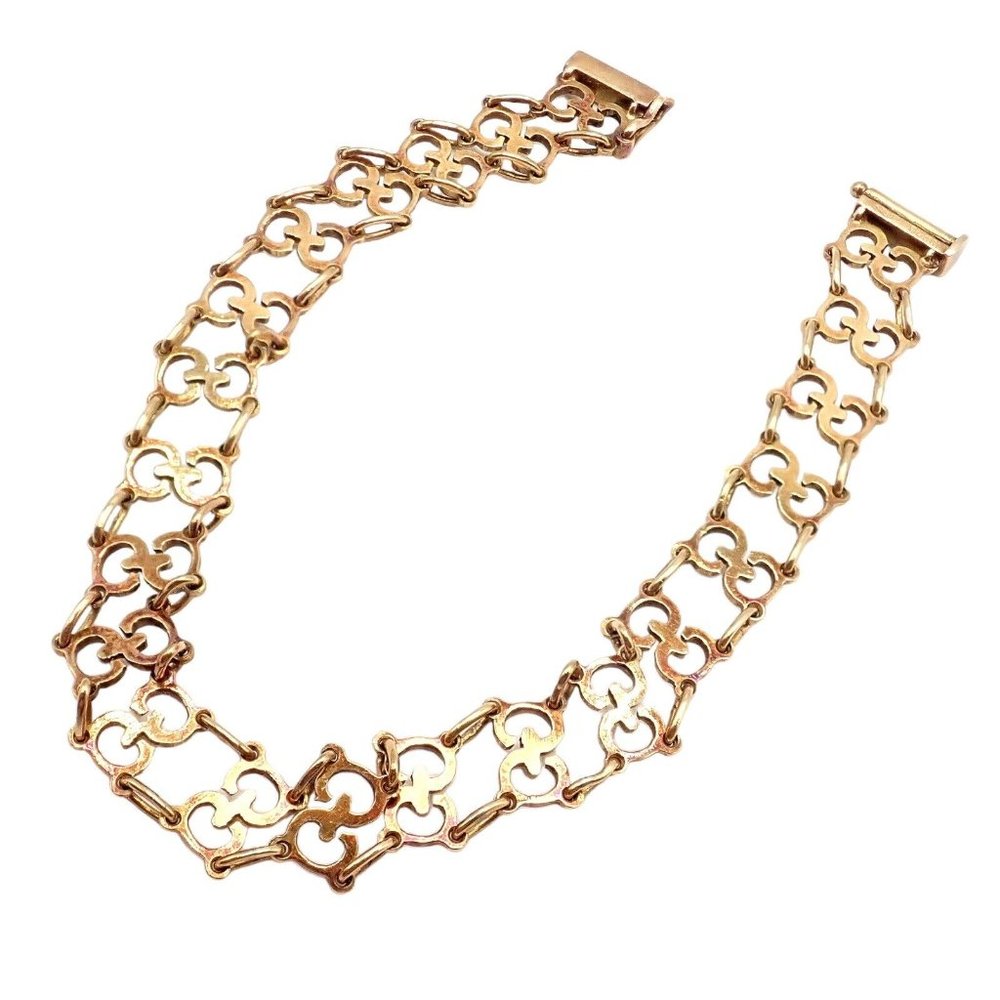 Vintage! Authentic Gucci 18k Yellow Gold Logo Bracelet - Picture 2 of 11